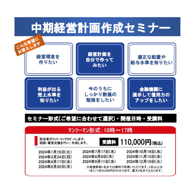 15中期経営計画作成セミナー2024のお知らせです